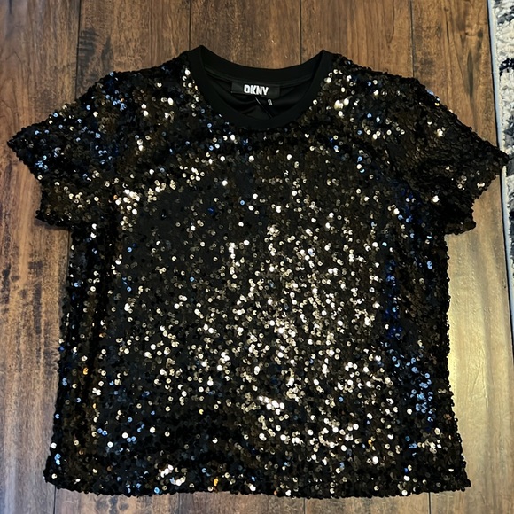 Women's Sequined Short-Sleeve Crewneck Top - Picture 2 of 7